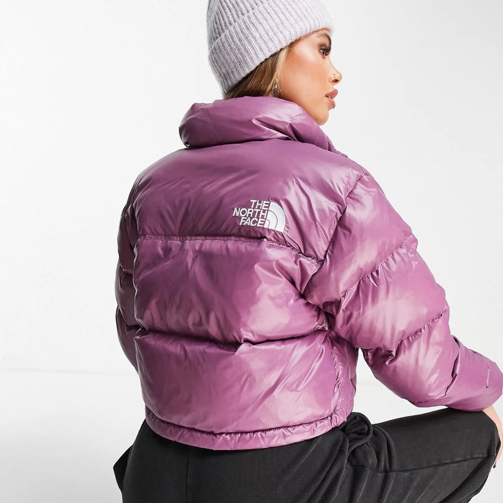 The north face purple Nuptse cropped jacket